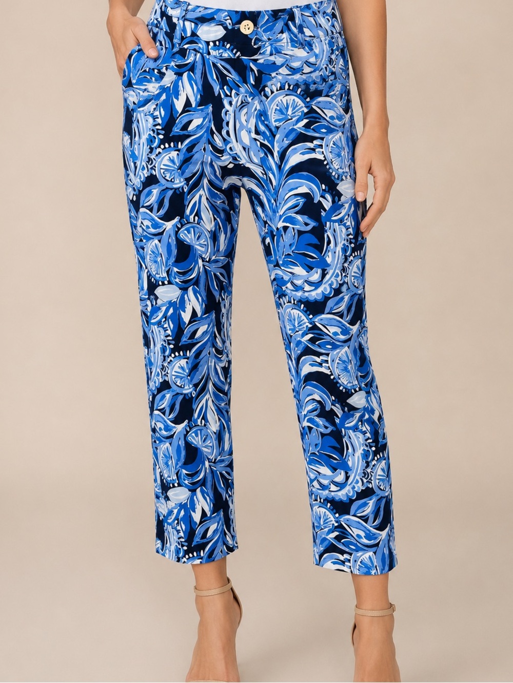 Lilly Pulitzer Pants Kelly Crop Blue Citrus Floral